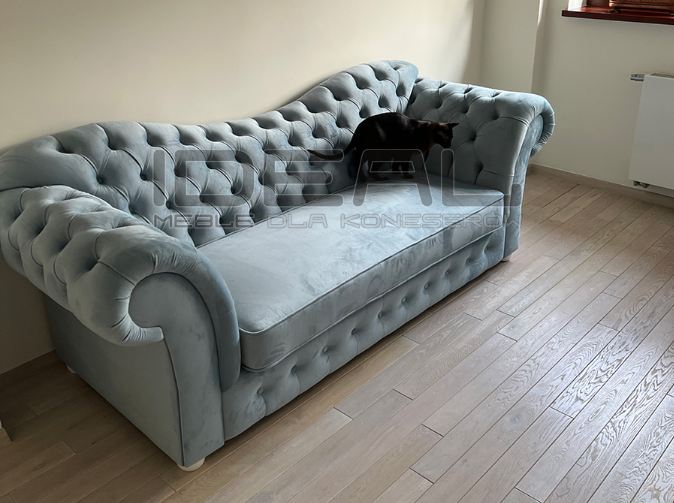 pikowana sofa chesterfield szara madame
